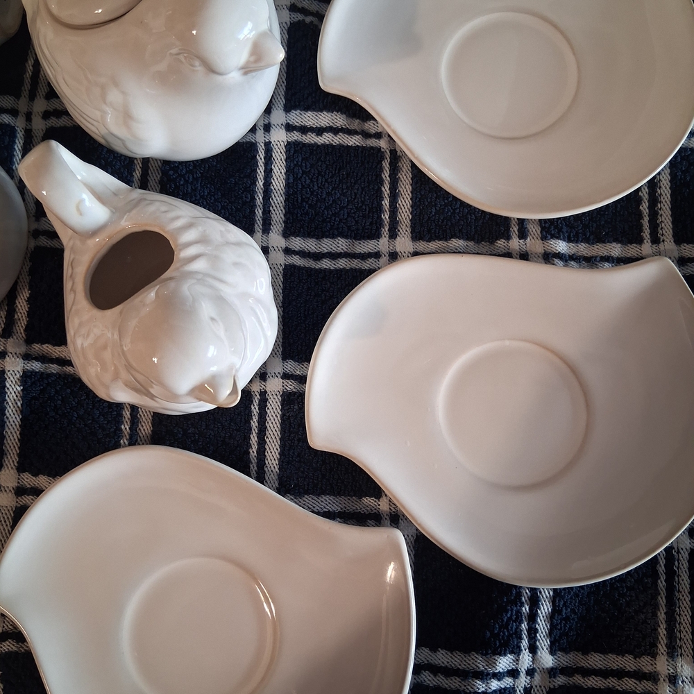 Cost Plus World Market Cream Bird Ceramic Serveware Set